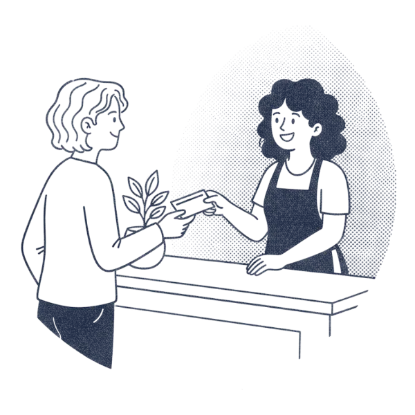 A young adult checking in at a clinic front desk